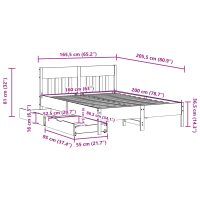 vidaXL Sängram utan madrass vaxbrun 160x200 cm massiv furu - Bild 11