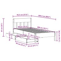 vidaXL Sängram utan madrass vaxad brun 90x200 cm massiv furu - Bild 11