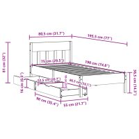 vidaXL Sängram utan madrass vaxbrun 75x190 cm massiv furu - Bild 11