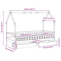 vidaXL Sängram för barnsäng m. lådor 80x200 cm massiv furu - Bild 12