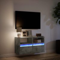 vidaXL Väggmonterad tv-bänk LEDs betonggrå 80x31x45 cm - Bild 5