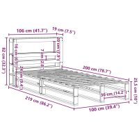 vidaXL Sängram utan madrass vaxbrun 100x200 cm massiv furu - Bild 12