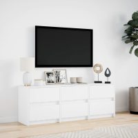 vidaXL Tv-bänk med LEDs vit 140x34x50 cm konstruerat trä - Bild 4