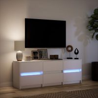 vidaXL Tv-bänk med LEDs vit 140x34x50 cm konstruerat trä - Bild 5