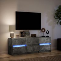 vidaXL Tv-bänk med LEDs betonggrå 140x34x50 cm konstruerat trä - Bild 5