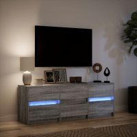 vidaXL Tv-bänk med LEDs grå sonoma 140x34x50 cm konstruerat trä - Bild 5