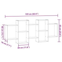 vidaXL Vägghylla brun ek 159x18x65 cm konstruerat trä - Bild 10