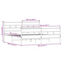 vidaXL Sängram utan madrass metall rökfärgad ek 200x200 cm - Bild 9