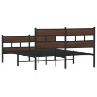 vidaXL Sängram utan madrass metall brun ek 150x200 cm - Bild 6