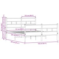 vidaXL Sängram utan madrass metall brun ek 150x200 cm - Bild 9