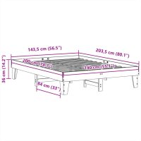 vidaXL Sängram utan madrass 140x200 cm massiv furu - Bild 9