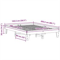 vidaXL Sängram utan madrass vaxbrun 140x200 cm massiv furu - Bild 9