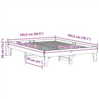 vidaXL Sängram utan madrass 140x190 cm massiv furu - Bild 9