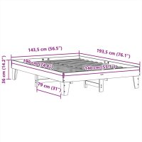 vidaXL Sängram utan madrass vit 140x190 cm massiv furu - Bild 9