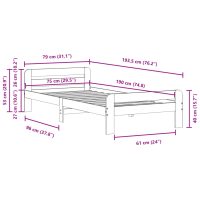 vidaXL Sängram utan madrass vit 75x190 cm massiv furu - Bild 9