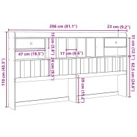 vidaXL Huvudgavel med förvaring 200 cm massiv furu - Bild 10