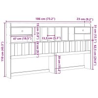 vidaXL Huvudgavel med förvaring 180 cm massiv furu - Bild 10