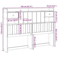 vidaXL Huvudgavel med förvaring vit 150 cm massiv furu - Bild 10