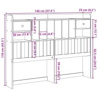 vidaXL Huvudgavel med förvaring vit 140 cm massiv furu - Bild 10