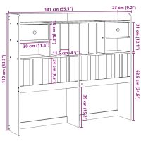 vidaXL Huvudgavel med förvaring 135 cm massiv furu - Bild 10