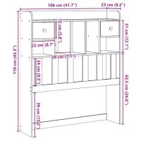 vidaXL Huvudgavel med hyllor 100 cm massiv furu - Bild 10