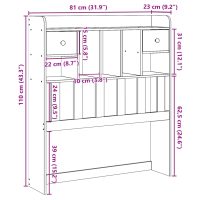 vidaXL Huvudgavel med förvaring 75 cm massiv furu - Bild 10