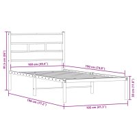 vidaXL Sängram utan madrass metall rökfärgad ek 100x190 cm - Bild 9