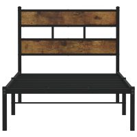 vidaXL Sängram utan madrass metall rökfärgad ek 107x203 cm - Bild 4