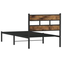 vidaXL Sängram utan madrass metall rökfärgad ek 107x203 cm - Bild 6