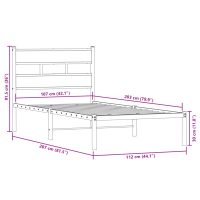 vidaXL Sängram utan madrass metall rökfärgad ek 107x203 cm - Bild 9