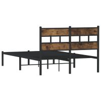 vidaXL Sängram utan madrass metall rökfärgad ek 120x190 cm - Bild 6