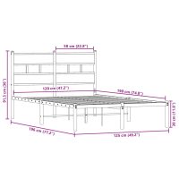 vidaXL Sängram utan madrass metall rökfärgad ek 120x190 cm - Bild 9