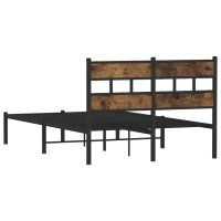 vidaXL Sängram utan madrass metall rökfärgad ek 120x200 cm - Bild 6