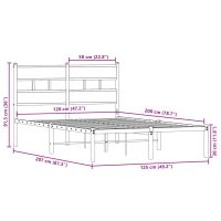 vidaXL Sängram utan madrass metall rökfärgad ek 120x200 cm - Bild 9