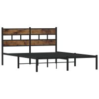 vidaXL Sängram utan madrass metall rökfärgad ek 135x190 cm - Bild 3