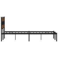 vidaXL Sängram utan madrass metall rökfärgad ek 135x190 cm - Bild 5