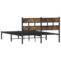 vidaXL Sängram utan madrass metall rökfärgad ek 135x190 cm - Bild 6