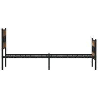 vidaXL Sängram utan madrass metall rökfärgad ek 100x190 cm - Bild 5