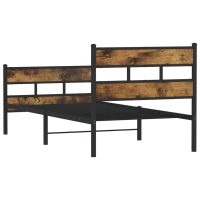 vidaXL Sängram utan madrass metall rökfärgad ek 100x190 cm - Bild 6