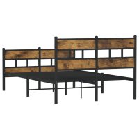 vidaXL Sängram utan madrass metall rökfärgad ek 120x190 cm - Bild 6