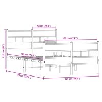 vidaXL Sängram utan madrass metall rökfärgad ek 120x190 cm - Bild 9