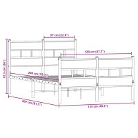 vidaXL Sängram utan madrass metall rökfärgad ek 120x200 cm - Bild 9