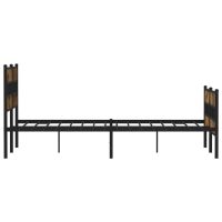 vidaXL Sängram utan madrass metall rökfärgad ek 135x190 cm - Bild 5