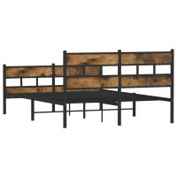 vidaXL Sängram utan madrass metall rökfärgad ek 135x190 cm - Bild 6