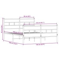 vidaXL Sängram utan madrass metall rökfärgad ek 135x190 cm - Bild 9