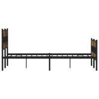 vidaXL Sängram utan madrass metall rökfärgad ek 140x190 cm - Bild 5