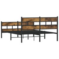 vidaXL Sängram utan madrass metall rökfärgad ek 140x190 cm - Bild 6