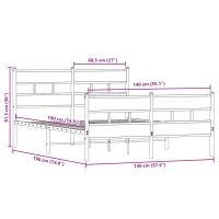 vidaXL Sängram utan madrass metall rökfärgad ek 140x190 cm - Bild 9