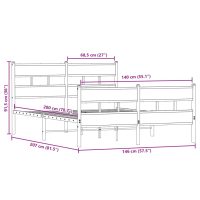 vidaXL Sängram utan madrass metall rökfärgad ek 140x200 cm - Bild 9