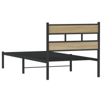 vidaXL Sängram utan madrass metall sonoma-ek 75x190 cm - Bild 6